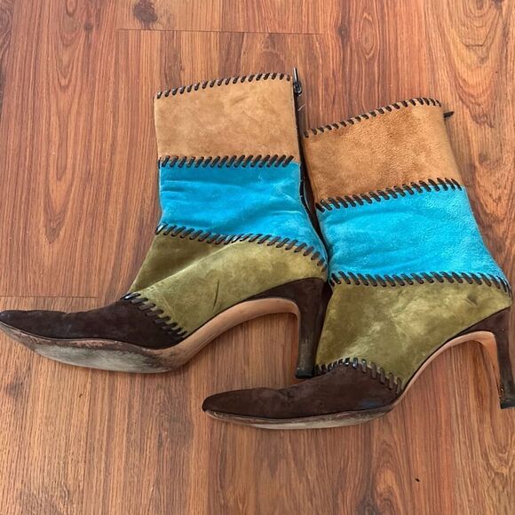 Salvador Ferragamo multicolor suede boots 7.5 - Picture 1 of 9